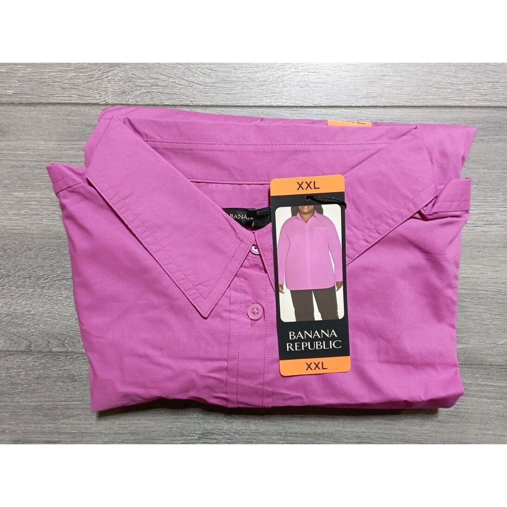 Banana Republic Shirt Adult 2XL Pink Long Sleeve Tunic Button-Up Womens
